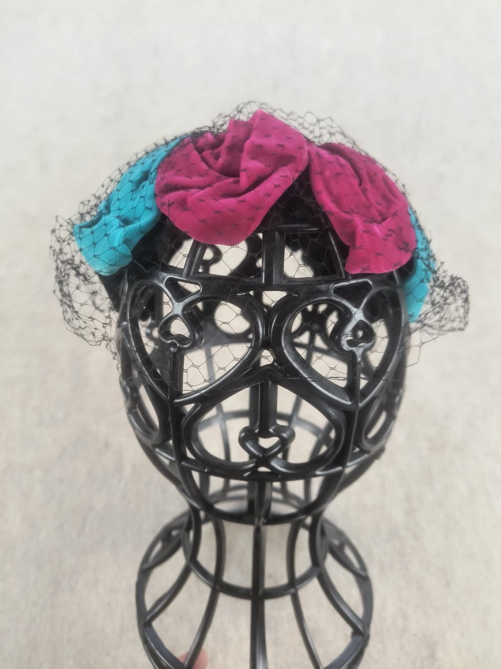 Vintage 1950's cocktail hat with black birdcage veil